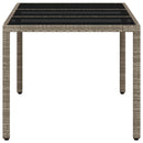 havebord med glastop 150x90x75 cm polyrattan lysegrå