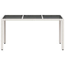 havebord med glastop 150x90x75 cm polyrattan hvid