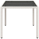havebord med glastop 150x90x75 cm polyrattan hvid