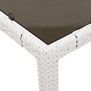 havebord med glastop 150x90x75 cm polyrattan hvid