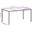 havebord med glastop 150x90x75 cm polyrattan hvid