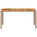 havebord 150x90x75 cm polyrattan og massivt akacietræ beige