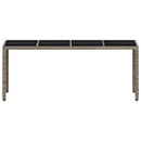 havebord med glastop 190x90x75 cm polyrattan lysegrå
