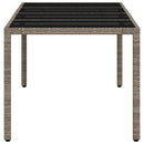 havebord med glastop 190x90x75 cm polyrattan lysegrå