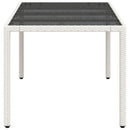 havebord med glastop 190x90x75 cm polyrattan hvid
