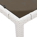 havebord med glastop 190x90x75 cm polyrattan hvid