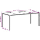 havebord med glastop 190x90x75 cm polyrattan hvid