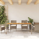havebord 190x90x75 cm polyrattan og massivt akacietræ beige