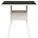 havebord med glastop 80x80x75 cm polyrattan hvid