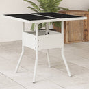 havebord med glastop 80x80x75 cm polyrattan hvid