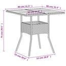 havebord 80x80x75 cm polyrattan og akacietræ sort