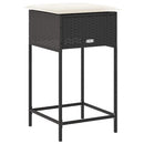 barstole til haven med hynder 2 stk. polyrattan sort