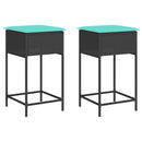 havebarstole med hynder 2 stk. sort polyrattan