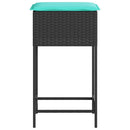havebarstole med hynder 2 stk. sort polyrattan