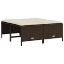 haveskamler 4 stk. med hynder polyrattan brun