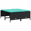 haveskamler med hynder 4 stk. sort polyrattan