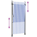 udendørs rullegardin 120x270 cm stof og stål blå og hvid
