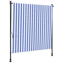 udendørs rullegardin 150x270 cm stof og stål blå og hvid