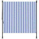 udendørs rullegardin 150x270 cm stof og stål blå og hvid