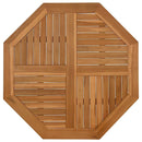 bordplade 90x90x2,5 cm ottekantet massivt teaktræ