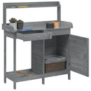 pottebænk med skab 110,5x45x124,5 cm massivt grantræ grå