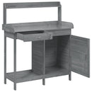 pottebænk med skab 110,5x45x124,5 cm massivt grantræ grå