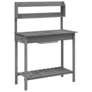 pottebænk med vask 147,5x44x139,5 cm massivt grantræ grå