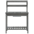 pottebænk med vask 147,5x44x139,5 cm massivt grantræ grå