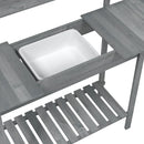 pottebænk med vask 147,5x44x139,5 cm massivt grantræ grå