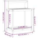 plantebord med hylder 82,5x50x109,5 cm massivt fyrretræ