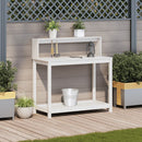 plantebord med hylder 108x50x109,5 cm massivt fyrretræ hvid