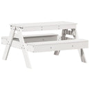 picnicbord til børn 88x97x52 cm massivt fyrretræ hvid
