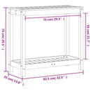 plantebord med hylde 82,5x35x75 cm massivt fyrretræ gyldenbrun