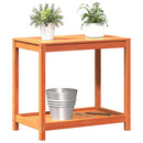 plantebord med hylde 82,5x50x75 cm massivt fyrretræ gyldenbrun