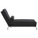 chaiselong med massage og pude fløjl sort