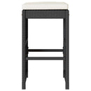 barstole til haven med hynder 2 stk. polyrattan sort