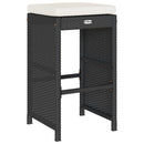 barstole til haven med hynder 2 stk. polyrattan sort