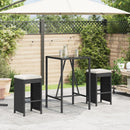 barstole til haven med hynder 2 stk. polyrattan sort