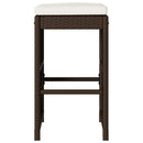 barstole til haven med hynder 4 stk. polyrattan brun