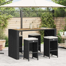 barstole til haven med hynder 4 stk. polyrattan sort