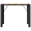barbord til haven 145x80x110 cm akacietop polyrattan sort