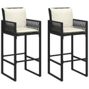 barstole til haven med hynder 2 stk. polyrattan sort