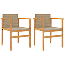 havestole 2 stk. polyrattan og massivt træ beige
