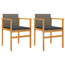 havestole 2 stk. med hynder polyrattan og massivt træ grå