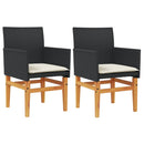 havestole 2 stk. med hynder polyrattan og massivt træ sort