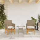 havestole 2 stk. med hynder polyrattan og massivt træ beige
