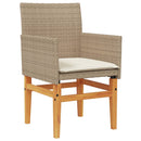 havestole 2 stk. med hynder polyrattan og massivt træ beige