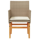 havestole 2 stk. med hynder polyrattan og massivt træ beige
