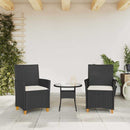 havestole 2 stk. med hynder polyrattan og massivt træ sort