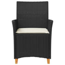 havestole 2 stk. med hynder polyrattan og massivt træ sort